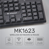 ARIZONE Wireless Keyboard and Mouse Combo, Premium USB-C 2.4Ghz Cordless Multimedia Keyboard and 6 Button Optical Dpi Mice with Dual Interface Nano Receiver, English and Arabic Keys