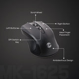 UP Wireless Keyboard and Mouse Combo, Premium USB-C 2.4Ghz Cordless Multimedia Keyboard and 6 Button Optical Dpi Mice with Dual Interface Nano Receiver, English and Arabic Keys