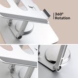 ARIZONE Adjustable Laptop Stand With 360 Degree Rotating Base, Aluminium Laptop Stand with Adjustable Height, Foldable Laptop Mount, Stable Metal Holder