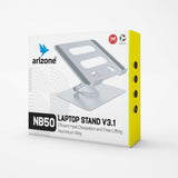 ARIZONE Adjustable Laptop Stand With 360 Degree Rotating Base, Aluminium Laptop Stand with Adjustable Height, Foldable Laptop Mount, Stable Metal Holder