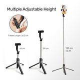 ARIZONE 130cm Phone Selfie Stick Tripod, All-in-1 Tripod with Wireless Remote for iPhone/Android Phone, Travel Tripod with Rechargeable Remote, Portable and Compact