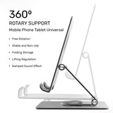 ARIZONE Tablet Stand for Desk, 360° Rotating Tablet Stand Holder, Foldable Portable Ergonomic Design, Compatible with iPad Pro/Air/Mini to 13.3 Inches Tablets, Silver